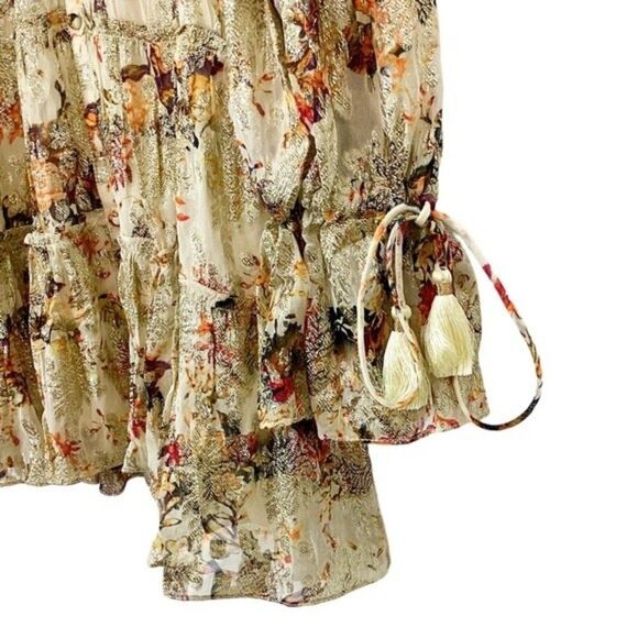 ROCOCO SAND Cara Mini Dress NWT Womens Small Floral Metallic Free People Boho - Picture 14 of 15